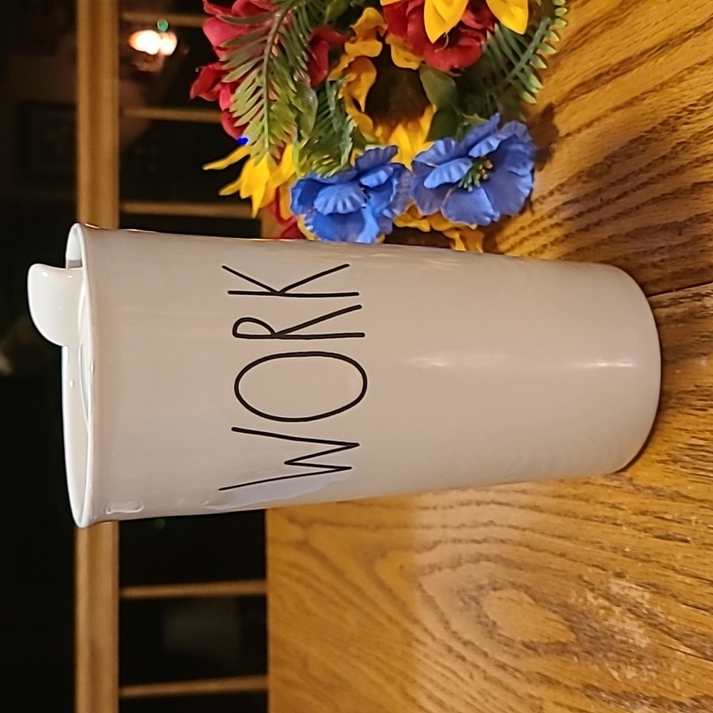 Rae Dunn Tall Trawel WORK Mug